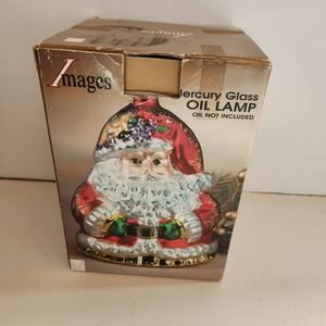 Mercury Glass Santa Oil Lamp